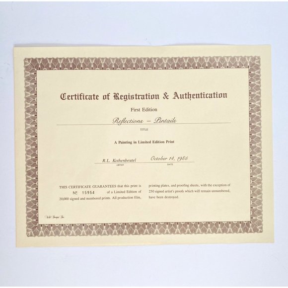 1985 Pintails Bob Kothenbeutel Artist Signed Numbered Ltd Edition Wild Images - Picture 4 of 4